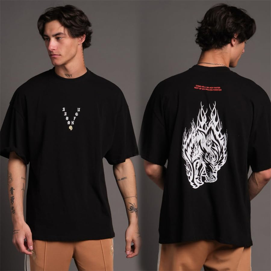 Classic Logo Flame Wolf Head G - Streetwear Gym Brand 评论和价格